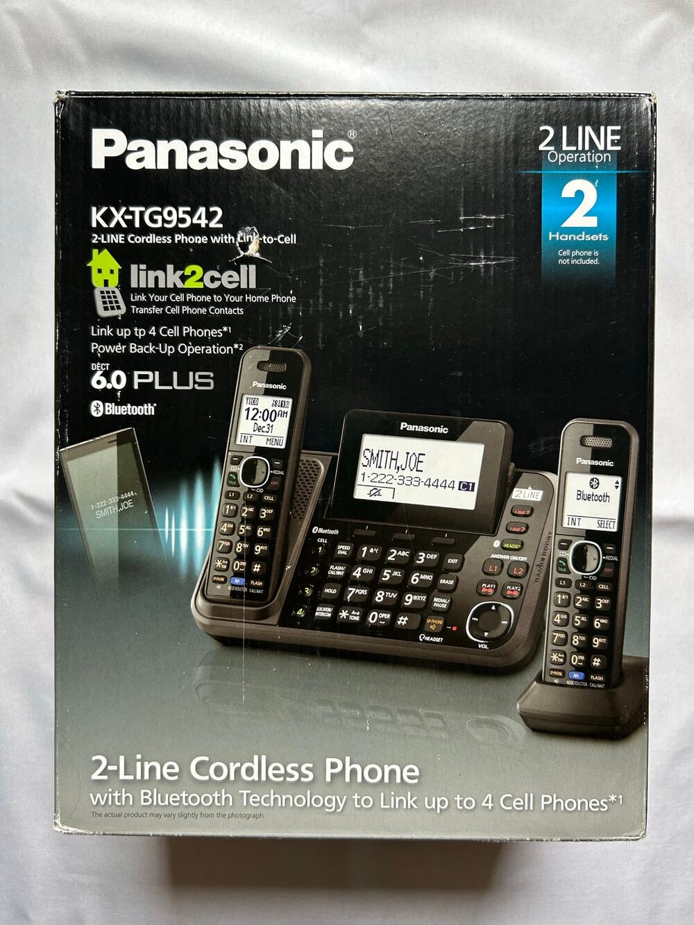 Panasonic KX-TG9542 2-Line Cordless Phone with Bluetooth to Link Cell Phones